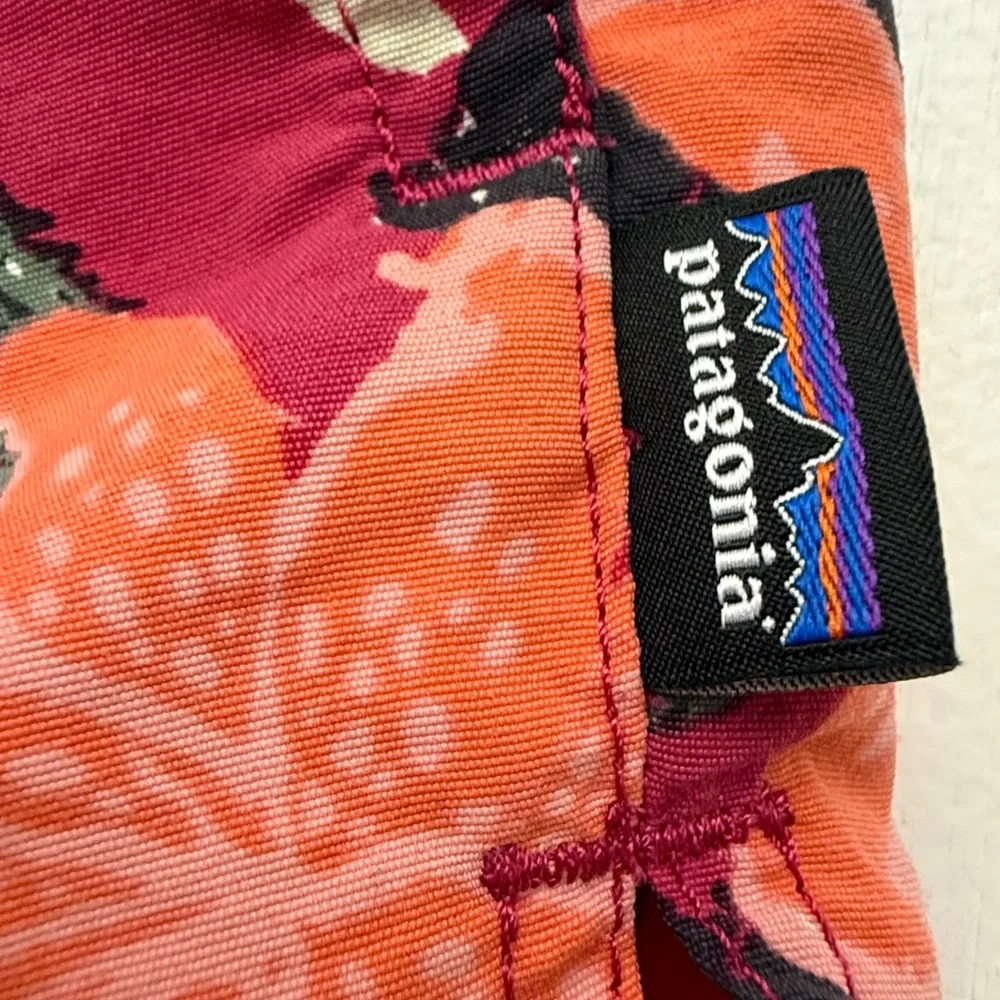 Patagonia Women's Athletic Shorts in Pinkish Red with Floral Pattern